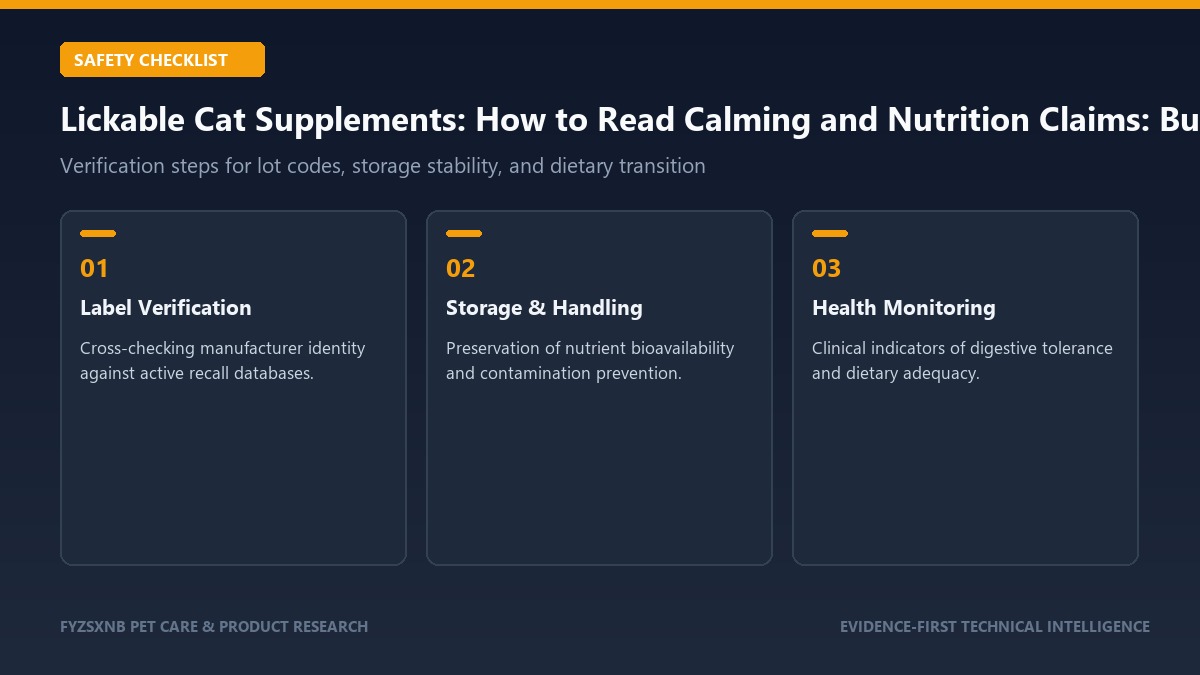 Lickable Cat Supplements: How to Read Calming and Nutrition Claims buyer safety checklist