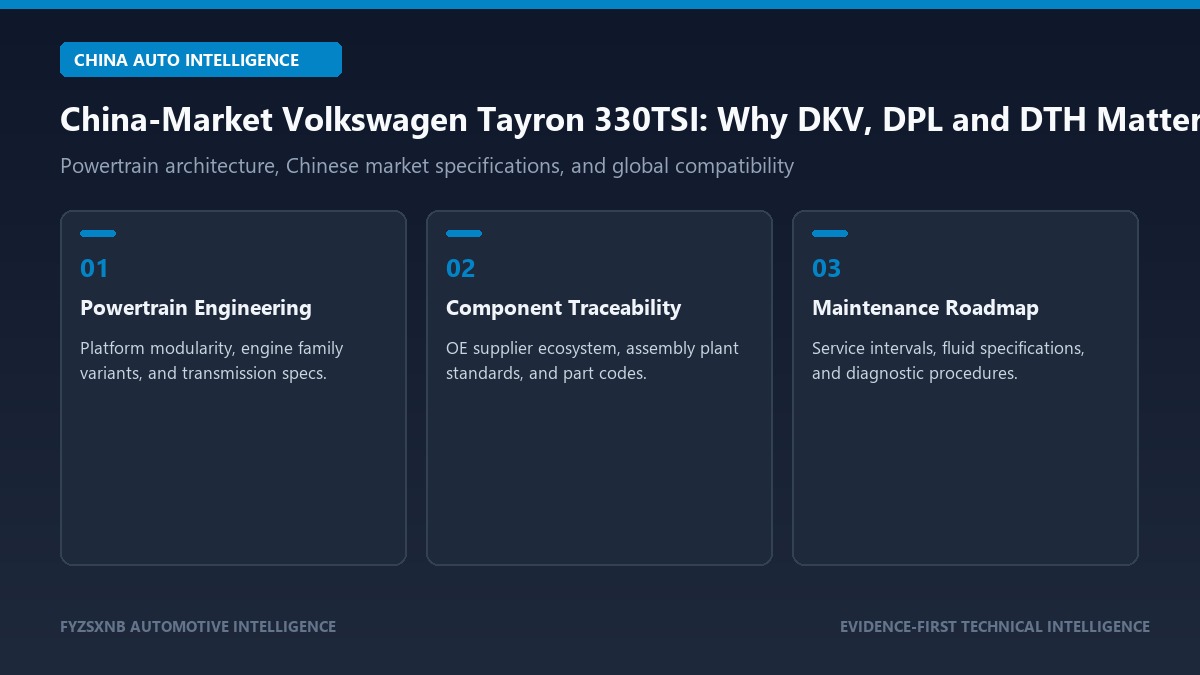 China-Market Volkswagen Tayron 330TSI: Why DKV, DPL and DTH Matter Before You Order Parts technical overview and architecture