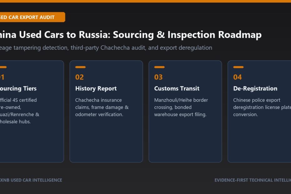 Used car export roadmap from China to Russia: history audits, mileage verification, and customs clearance