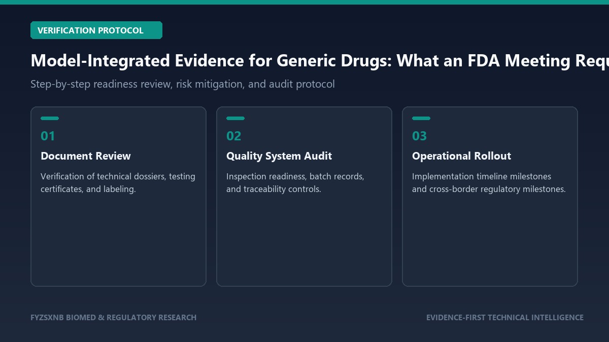 Model-Integrated Evidence for Generic Drugs: What an FDA Meeting Request Must Explain verification and audit protocol