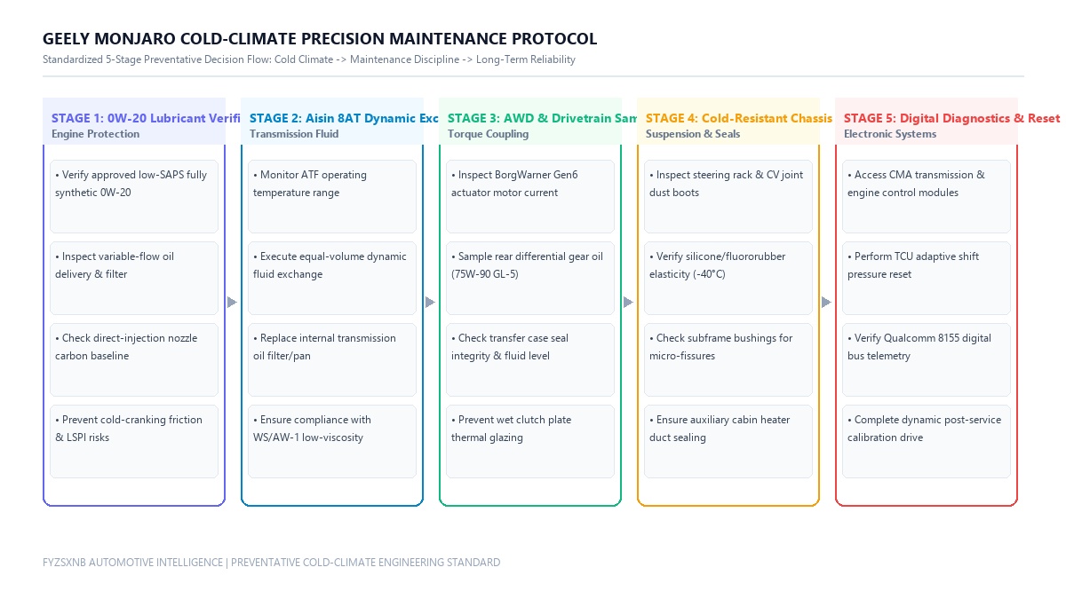 Geely Monjaro Cold-Climate Precision Maintenance Workflow