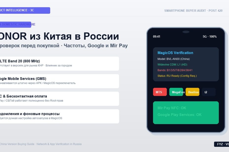HONOR из Китая в России проверка смартфона перед покупкой Band 20 Google Play Mir Pay NFC