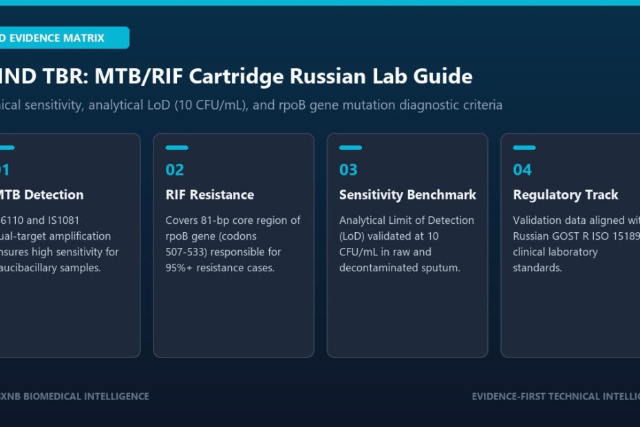 Clinical evidence matrix for iFIND TBR molecular test cartridge: MTB detection, rpoB rifampicin resistance, and LoD