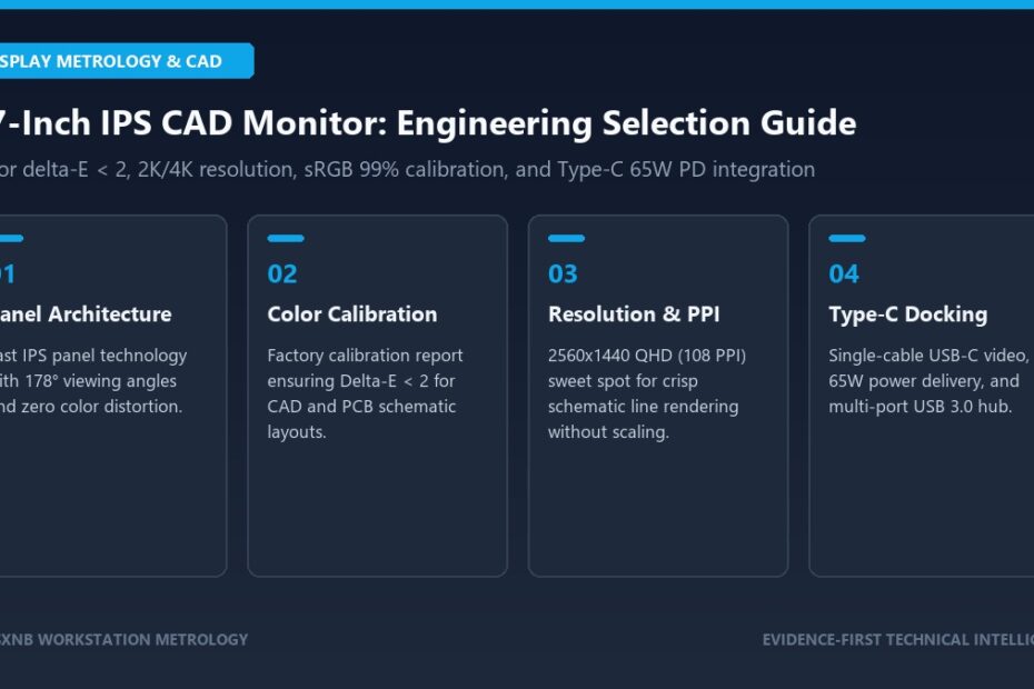 Engineering selection guide for 27-inch IPS workstation monitors: Delta-E calibration, resolution, and Type-C PD