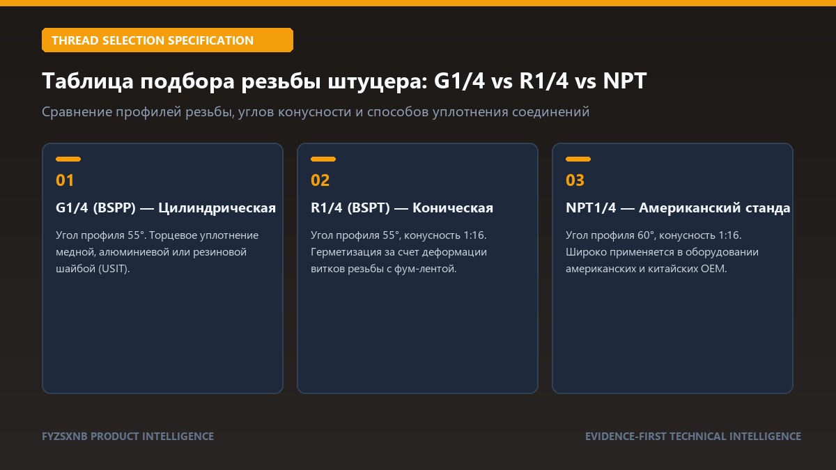 Таблица типов резьбы датчиков давления G1 4 R1 4 NPT1 4 отличия и уплотнение
