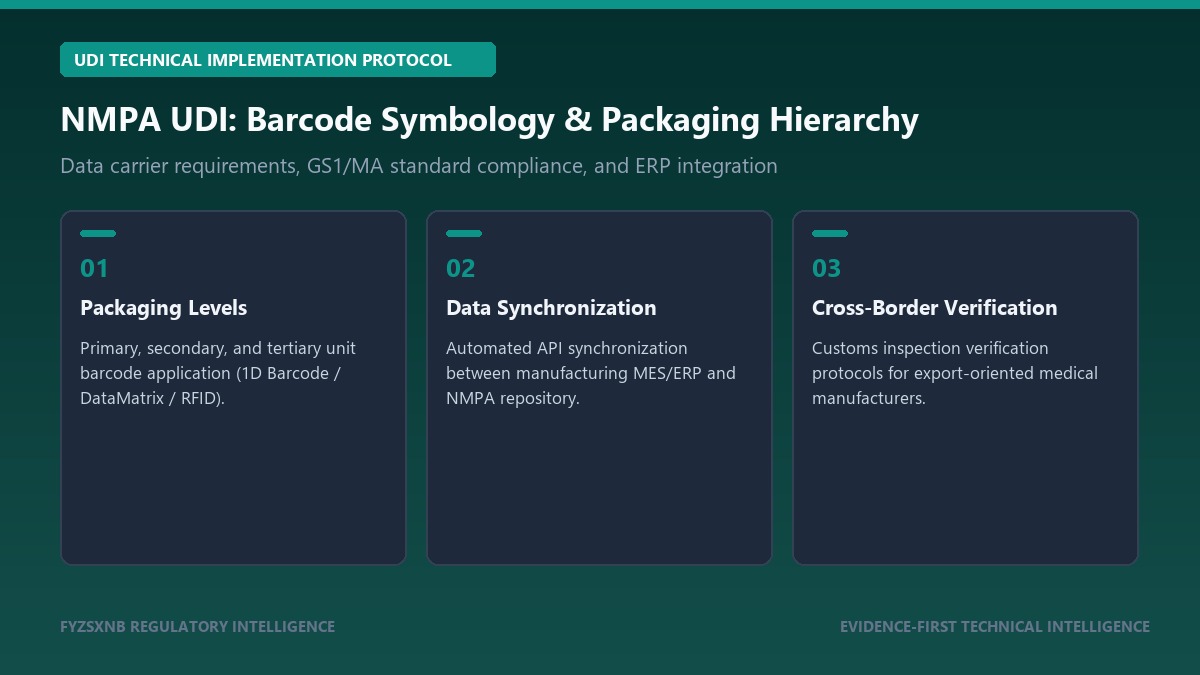 NMPA UDI DI PI data structure and packaging hierarchy flowchart