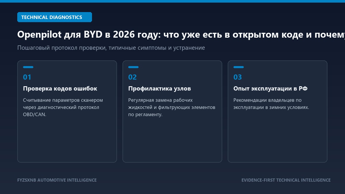 Openpilot для BYD в 2026 году: что уже есть в открытом коде и почему «поддержка BYD» ещё не означает plug-and-play диагностика и регламент обслуживания