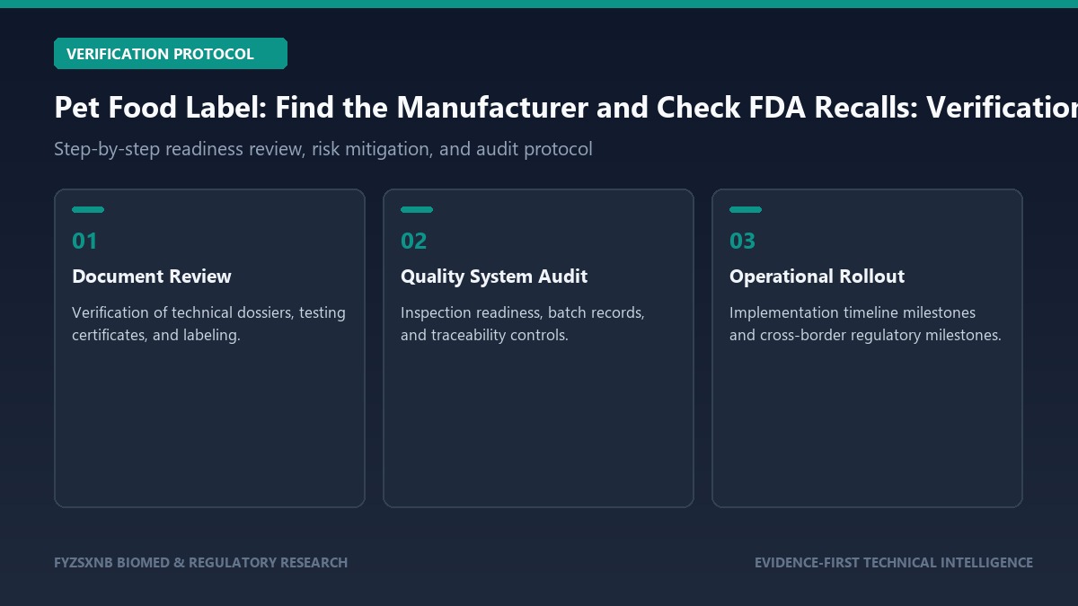 Pet Food Label: Find the Manufacturer and Check FDA Recalls verification and audit protocol