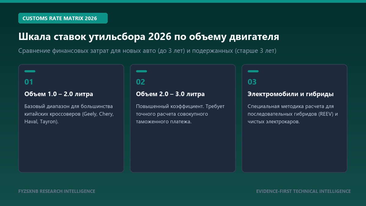 Шкала ставок утильсбора 2026 по объему двигателя и возрасту авто
