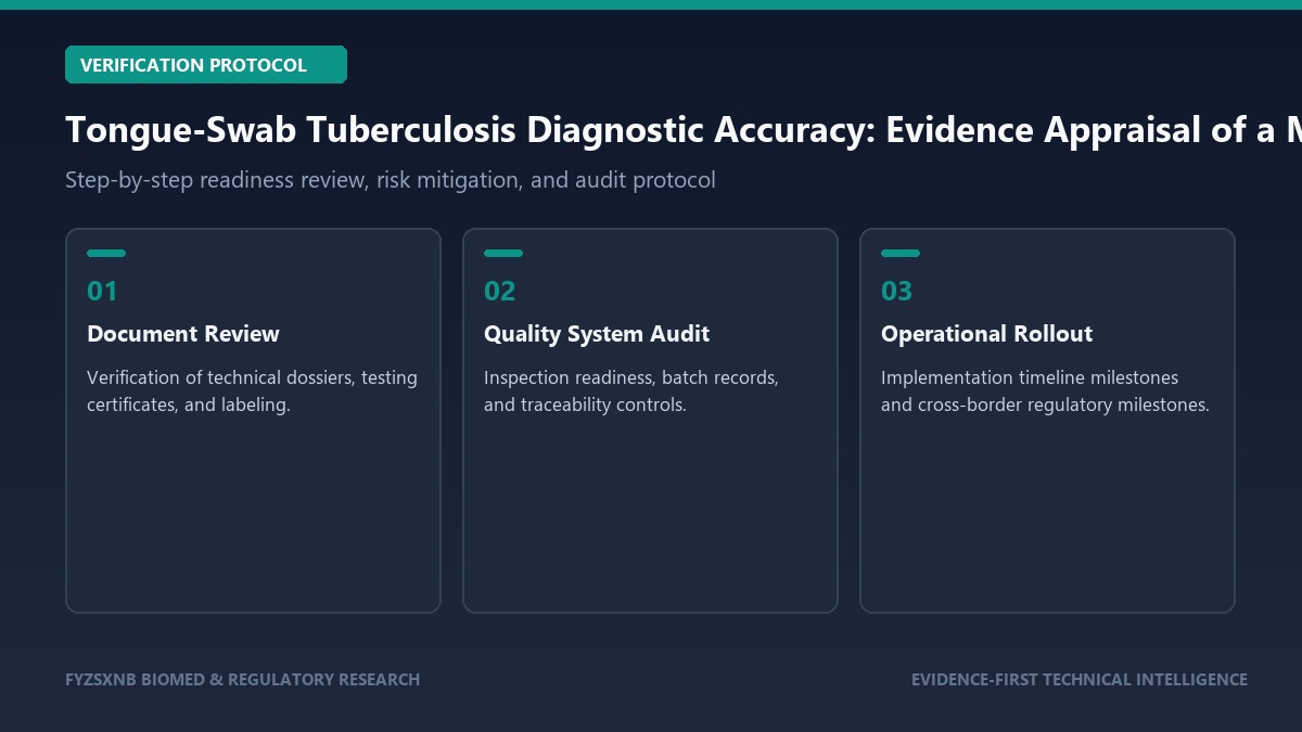 Tongue-Swab Tuberculosis Diagnostic Accuracy: Evidence Appraisal of a Multicenter Study and Public Health Deployment Boundaries verification and audit protocol