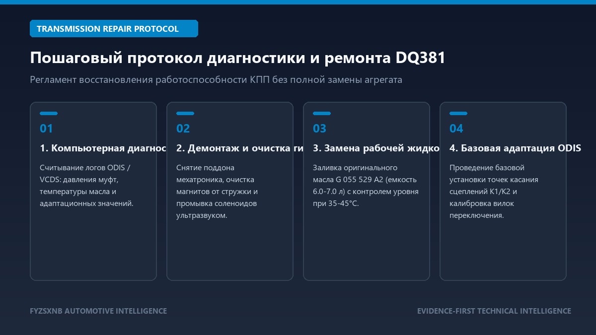 Регламент обслуживания и адаптации коробки передач DQ381 ODIS VCDS