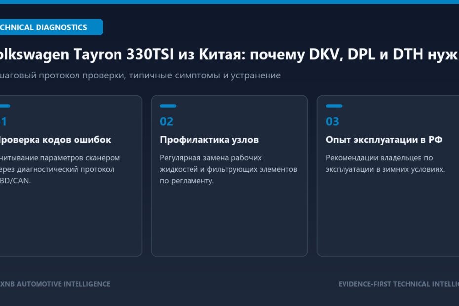 Volkswagen Tayron 330TSI из Китая: почему DKV, DPL и DTH нужно проверить до заказа запчастей диагностика и регламент обслуживания