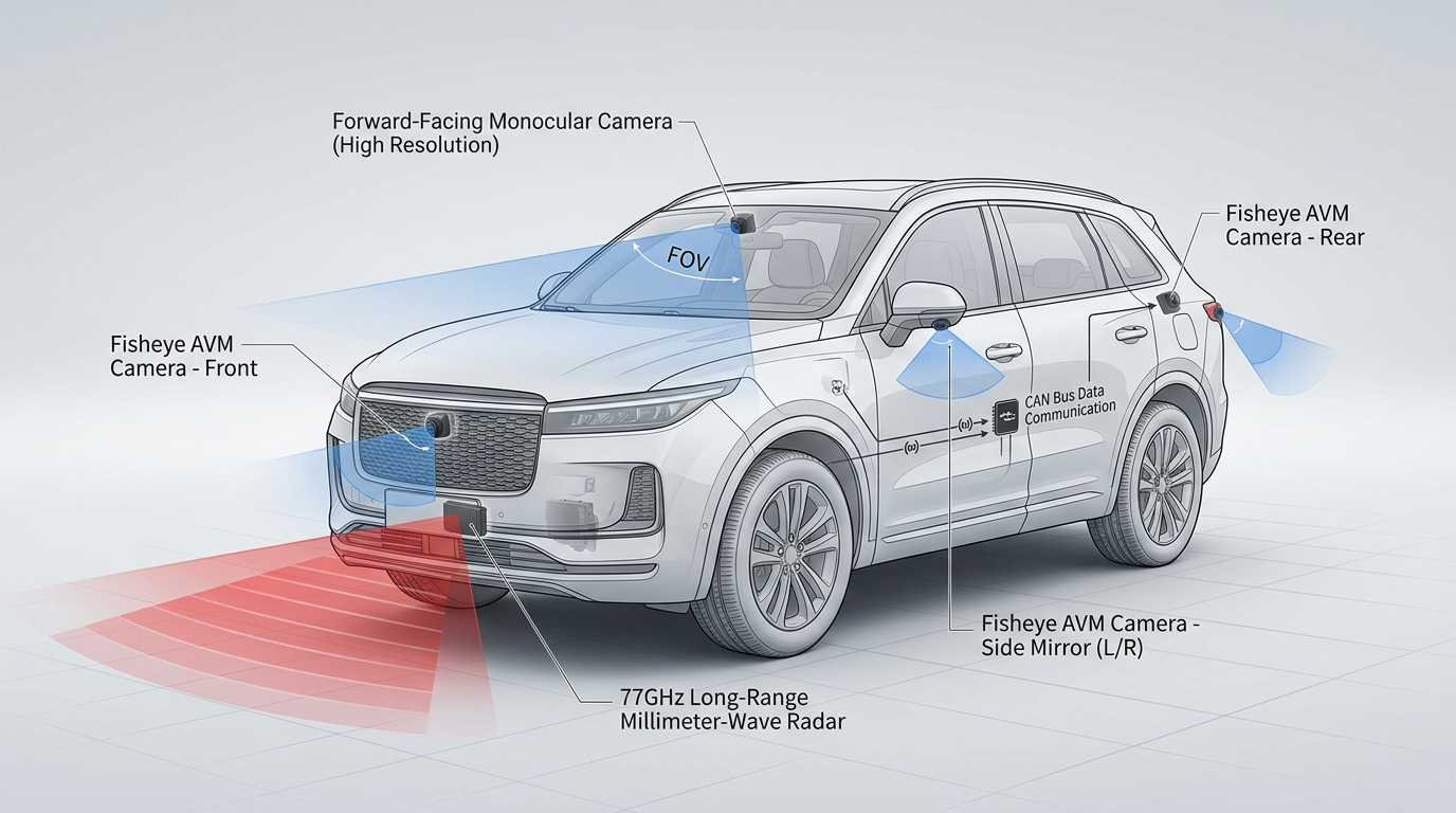 Chinese vehicle ADAS multi-sensor perception architecture and field-of-view
