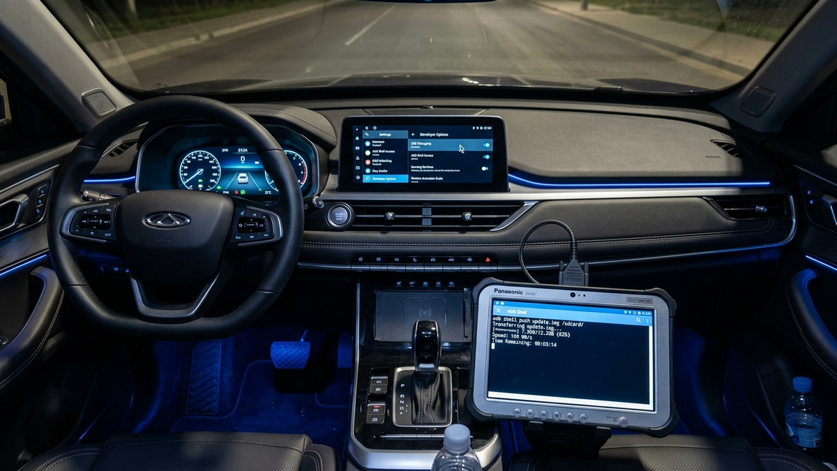Chery Tiggo interior with fully localized touch screen interface and Android Auto navigation