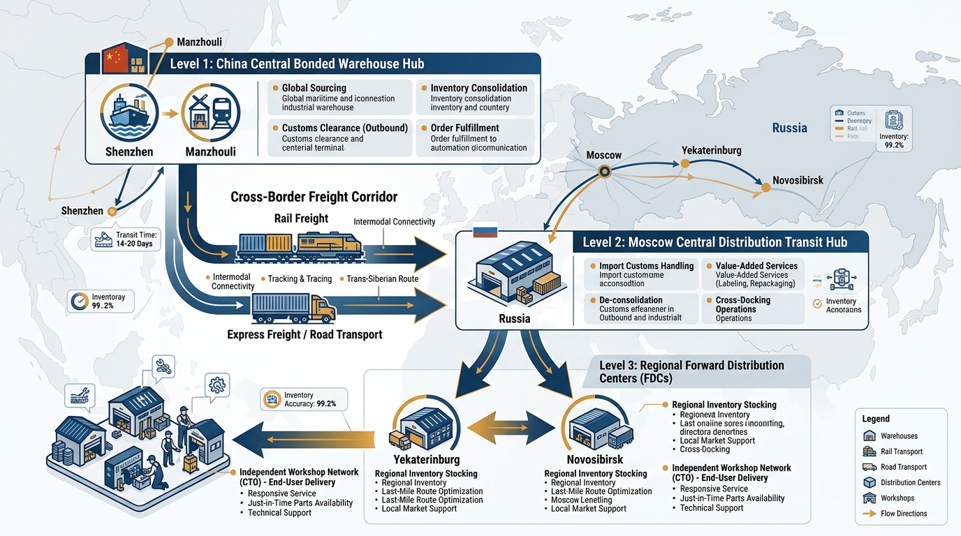 Cross-border automotive spare parts supply chain logistics architecture